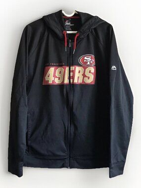 San Francisco 49ers Majestic Dri-Fit Zip Up Hoodie, NFL On Field Apparel Mens XL